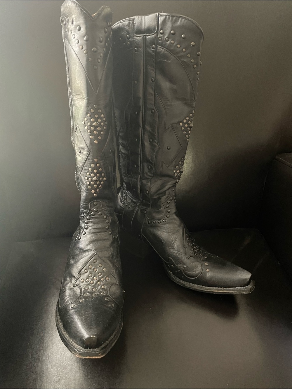Dan Post Black Studded Cowboy Boots - Ladies 8.5